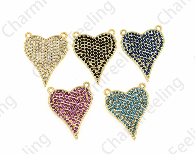 Micropavé CZ Love Necklace,Love Charm, 18K Gold Filled Heart Charm, Heart Pendant, DIY Jewelry Accessories, 17x21.5x1.5mm