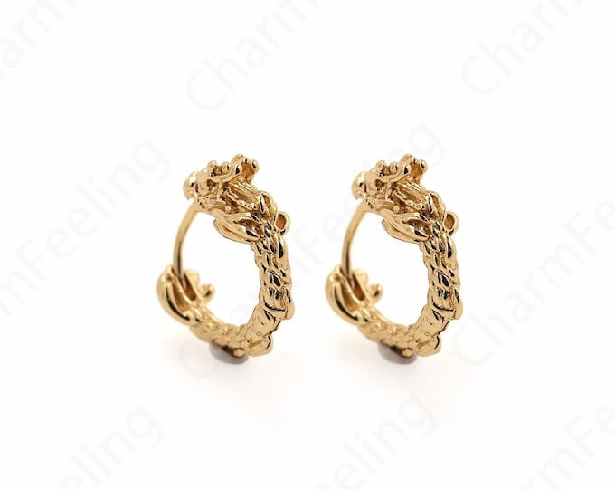 Dainty Flower Charm, Flower Earrings, 18K Gold Filled Round Earrings, Bone Clip Earrings,DIY Jewelry Supplies, 18x16x5.5mm