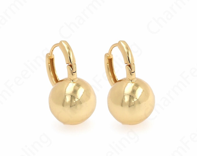 Bowling Earrings,Round Earrings, Ball Earrings, 18K Gold Filled Ball Earrings, Dainty Earrings, DIY Jewelry Supplies, 15x22x12.5mm