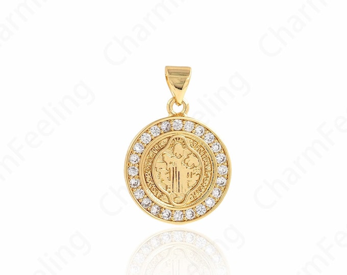 Exquisite Virgin Mary Pendant, MicroPave CZ Saint Guadalupe Medal, Virgin Mary Necklace, Religious Jewelry 24x17x2mm