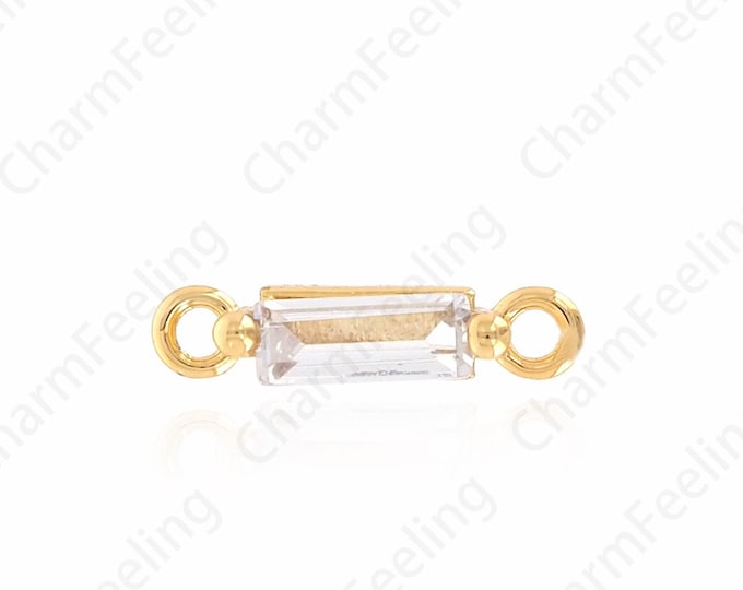 10 pcs 18K Gold Filled Bracelet Necklace Connectors, Bar Connectors,Micropavé CZ Dumbbell Connectors DIY Jewelry Supplies,10x2x2.5mm