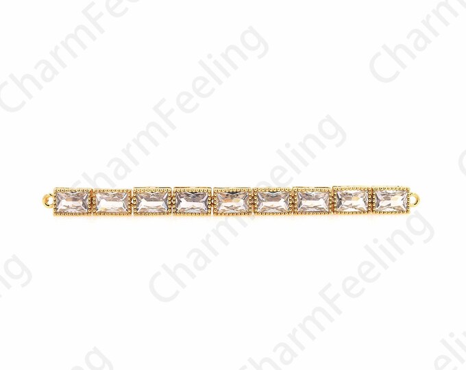 Micropavé CZ Gold Connector, 18K Gold Filled Ladies Bracelet, Classic Tennis Bracelet DIY Bracelet Necklace Accessories,68x5x3.5mm