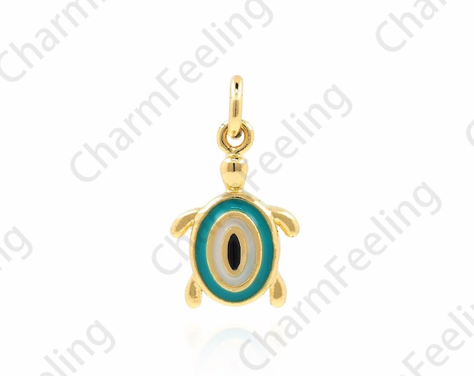 18K Gold Filled Enamel Turtle Pendant,Enamel Charm,Turtle Necklace, Turtle Charm, Ocean Charm, DIY Jewelry Accessories, 18x10x2.5mm