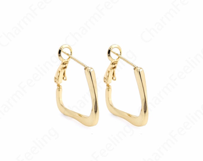 Minimalist Earrings,Hollow Rectangle Earrings,18K Gold Filled Brass Gold-Plated Earrings,Square Earrings,A Gift For Her 19.5x24.5x2mm