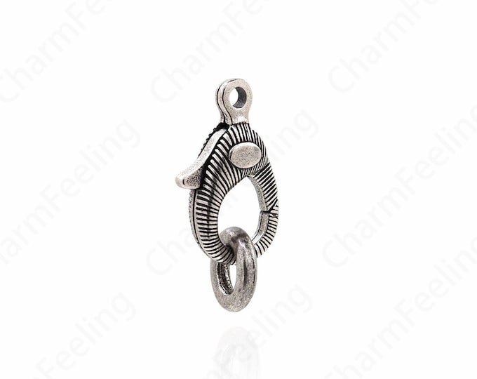 Spring Clasp, Vintage Button Clasp, 18K Silver Filled Lobster Clasp, Jewelry Clasp, Carabiner, DIY Jewelry Making Supplies