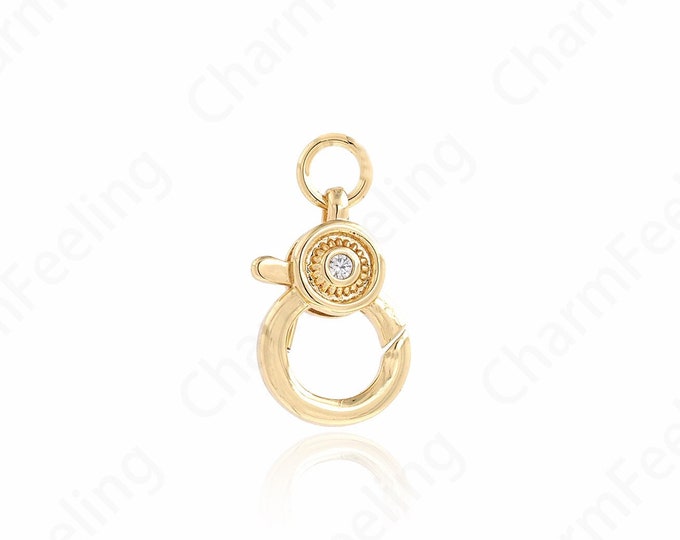 Button Clasp, 18K Gold Filled Lobster Clasp, Jewelry Clasp, Carabiner, Spring Clasp, DIY Jewelry Making Supplies,11x17x4.8mm