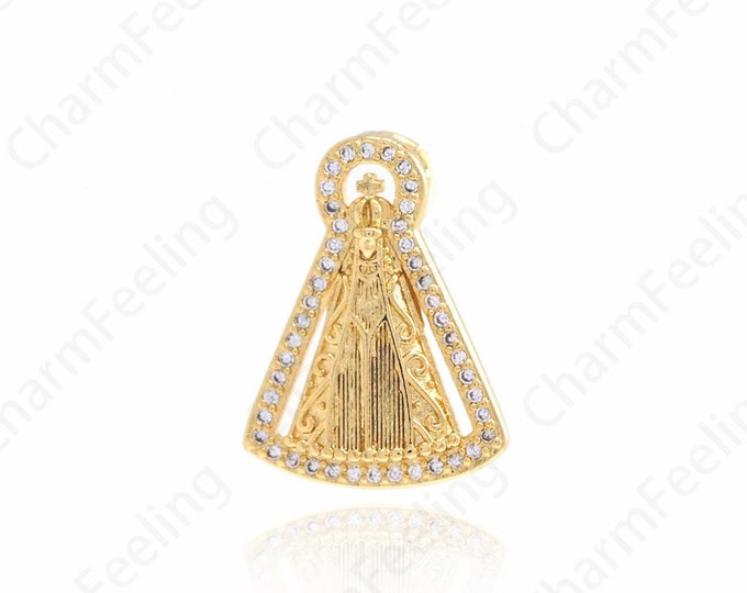 Gold Pope Pendant, 18K Gold Filled Religious Charm,Micropavé CZ Pope Charm, DIY Jewelry Supplies, 20x15.2x5.5mm
