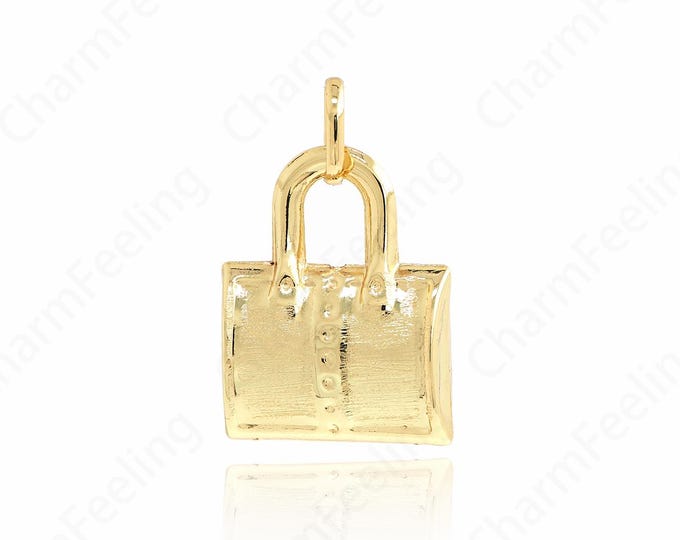Backpack Pendant,Bag Pendant,Handbag Charm,18K Gold Filled Dainty Necklace, Gift For Her, DIY Jewelry Supplies, 42x27x11mm