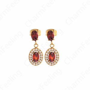 Brincos de aço inoxidável, brincos delicados micropavé CZ, brincos ovais, brincos simples preenchidos com ouro 18K, suprimentos de joias faça você mesmo, 20x8,5x3mm