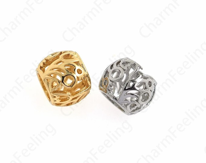 Dainty Round Spacer Beads,18K Gold Filled Big Hole Spacer Beads for DIY jewelry making 8.3x6.8mm