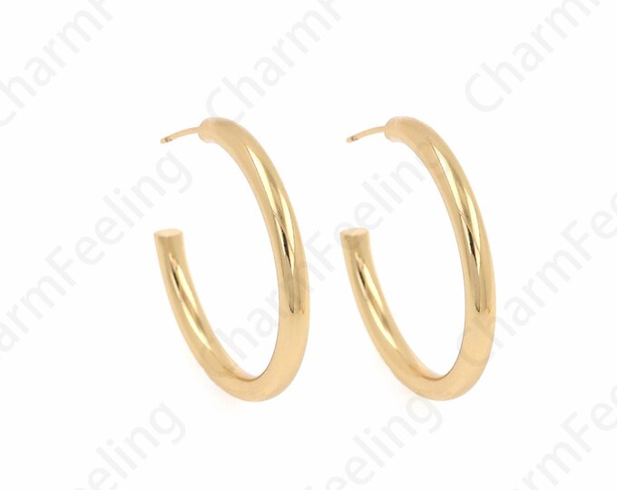 1 Pair Moon Earrings 18K Gold Filled Thick Earrings C-Shaped Earrings Crescent Earrings Dainty Earrings,Gift for Her,29.5x29.5x3mm