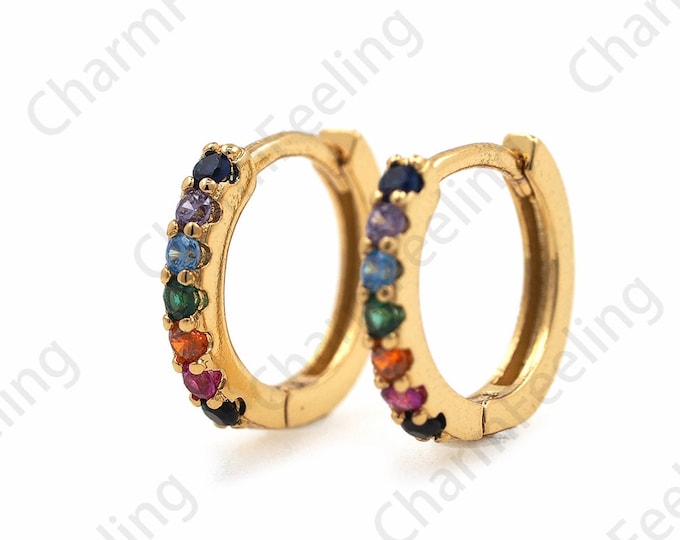 Micropavé CZ Gold Earrings,18K Gold Filled Round Earrings,Round Pendants,Hollow Earrings,DIY Jewelry Accessories 15x16x2.8mm
