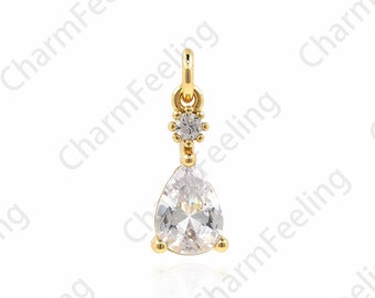 18K Gold Filled Rhinestone Pendant, Micropavé CZ Rhinestone Necklace, Fashion Necklace, Gift For Her 15x5.5x3mm