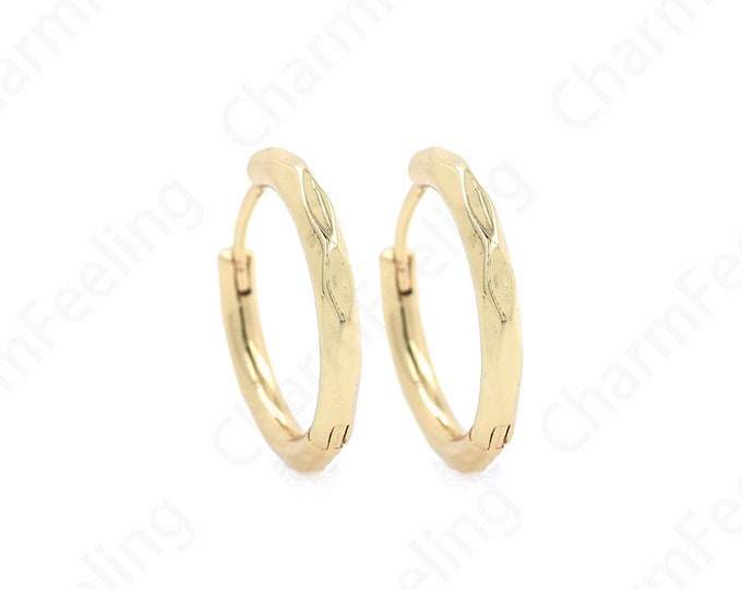 1 pair Simple Round Hoops, 18K Gold Filled Large Round Earrings, Minimalist Hoops, Super Cute Earring 18.2x19.5x2.6mm
