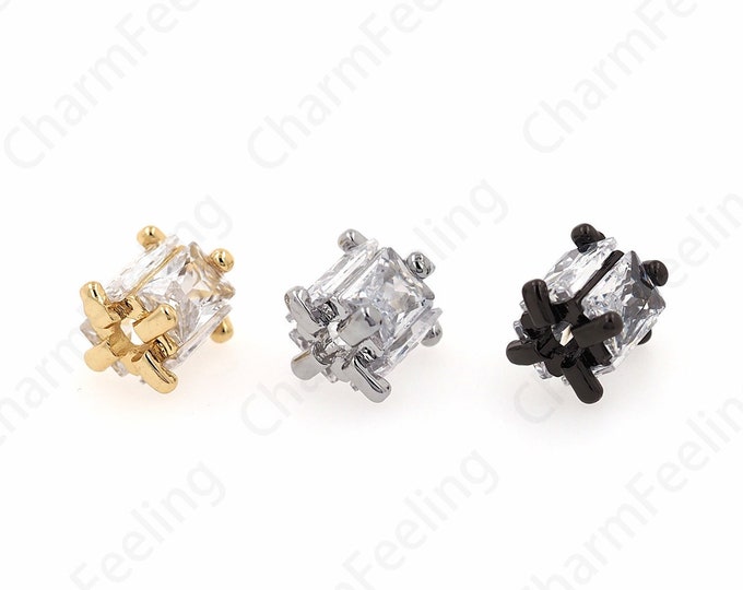 Wholesale Beads, 18K Gold Filled Round Beads, MicroPavé CZ Cylindrical Spacer Beads, Bracelet Assembly Accessories, 6.6x7.8mm