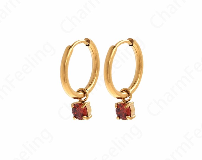 Stainless steel Earrings, 18K Gold Filled Simple Earrings, Gifts for Her,Micropavé CZ Rectangle Earrings,Square Earrings,13.5x1.5mm