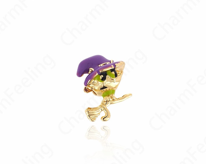 Magic Spacer Beads, 18K Gold Filled Witch Spacer Beads, Enamel Beads, Magic Charm, Witch Jewelry, DIY Jewelry Supplies, 15x12x10mm