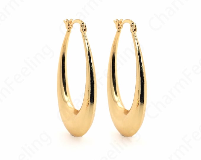 1 pair Perfect Gift For Her and For Girls,18K Gold Filled Huggie Hoops, Ear Hoops Charm, Simple Earrings,44x26.5x6.7mm
