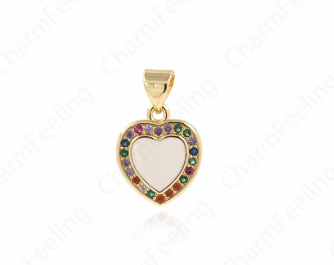 Heart Necklace,18K Gold Filled Heart Shaped Charm, MicroPave CZ Oil Drop Heart Pendant, DIY Jewelry Making Supplies 18.5x12x2.5mm