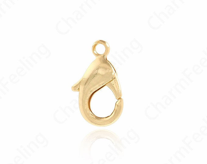 Jewelry Clasp, Button Clasp, 18K Gold Filled Lobster Clasp, Carabiner, Spring Clasp, DIY Jewelry Making Supplies,11.6x19.2x4mm