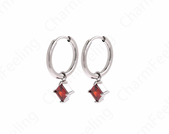 Micropavé CZ Star Earrings,Polaris Earrings,Stainless steel Earrings,Silver Filled Simple Earrings, Gifts for Her,13.5x1.5mm