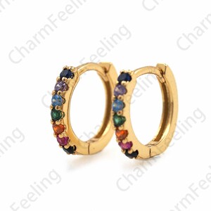 Micropavé CZ Gold Earrings,18K Gold Filled Round Earrings,Round Pendants,Hollow Earrings,DIY Jewelry Accessories 15x16x2.8mm