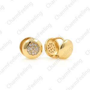 1 Pair, 18K Gold Filled Round Earrings, Micropavé CZ Simple Round Earrings, Bone Clip Earrings, Round Earrings, 10x11x10mm
