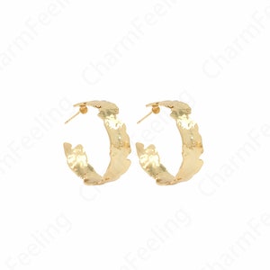 1 Pair 18K Gold Filled Hoop,Hammered Earrings,Thick Earrings,Simple Earrings, Twist Earrings,Perfect Gift for Her and Girls,29.5x29x7mm