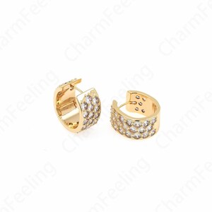 18K goud gevulde ronde oorbellen, dikke oorbellen, cadeau voor haar, mode oorbellen, Micropave CZ gouden oorbellen, 23,5x21,5x11,5mm