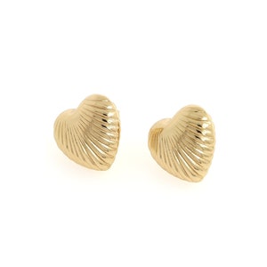 1 paar, hartvormige oorbellen, 18K goud gevulde hart oorbellen, sierlijke hart oorbellen, gepofte hart charme cadeau voor haar, 19,5 x 20,5 x 10,5 mm