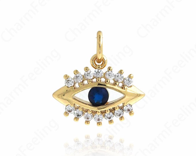Micropavé CZ Beauty Eye Necklace, 18K Gold Filled Eye Pendant,Eye Pendant, DIY Jewelry Accessories, 16.7x14.3x2.6mm