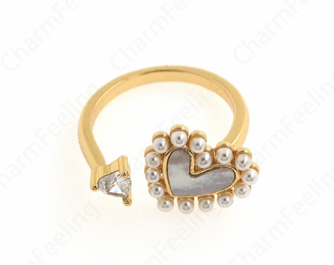 Heart Rings, Party Rings,Pearl Rings, 18K Gold Filled Rings, Circle Rings, Micro Pavé CZ Wide Rings, Fashion Rings,