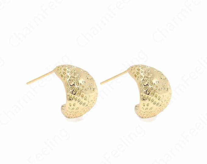 Crescent Moon Earrings, Thick Gold Earrings, 18K Gold Filled Women's Earrings, Simple Earrings, Fashionable Earrings,16x12x12mm