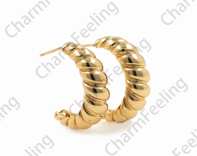 18K Gold Filled Moon Earrings, C-Shaped Earrings, Breadworm Earrings, A Gift For Her, 1 Pair