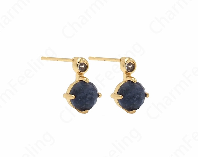 Bohemian Earrings,Disc Earrings,18K Gold Filled Round Earrings,Micropavé CZ Gemstone Earrings,Gift for Her, Everyday Earrings,11.5x7.5x4.5mm