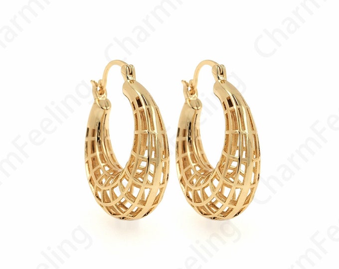 Exquisite Earrings,Micropavé CZ Dainty Rhinestone Earrings,Curved Earrings,18K Gold Filled Moon Earrings,Boho Earrings,39x32.5x12.5mm