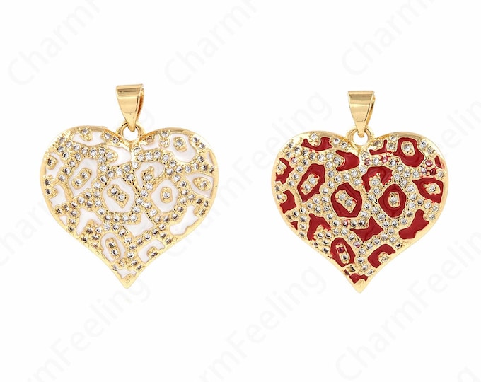 Red Heart Charm, Heart Necklace, 18K Gold Filling Enamel Heart Pendant, Heart Charm, Enamel Charm, DIY Jewelry Accessories 26.5x23.5x4.5mm