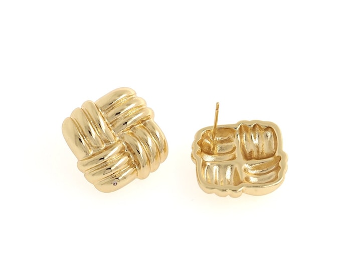 18K Gold Filled Eectangular Earrings, Square Earrings,Rectangular Earrings,Gift for Her,Dainty Gold Earrings,20.5x5mm