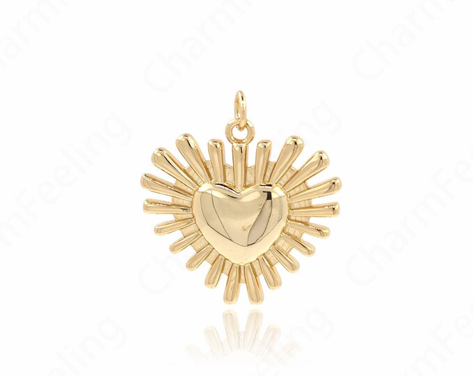 Heart Charm,Gold Heart Pendant, 18K Gold Filled Love Charm,Love Necklace, Gift for Her, DIY Jewelry Accessories,27x25x3mm