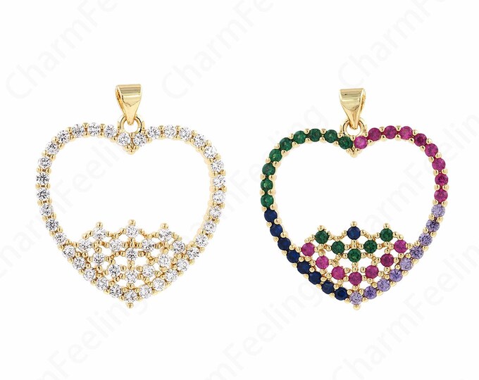 18K Gold Filled Hollow Heart Pendant, Heart Charm,Hollow Charm, Heart Necklace, DIY Jewelry Making Accessories 31.5x28x3.5mm