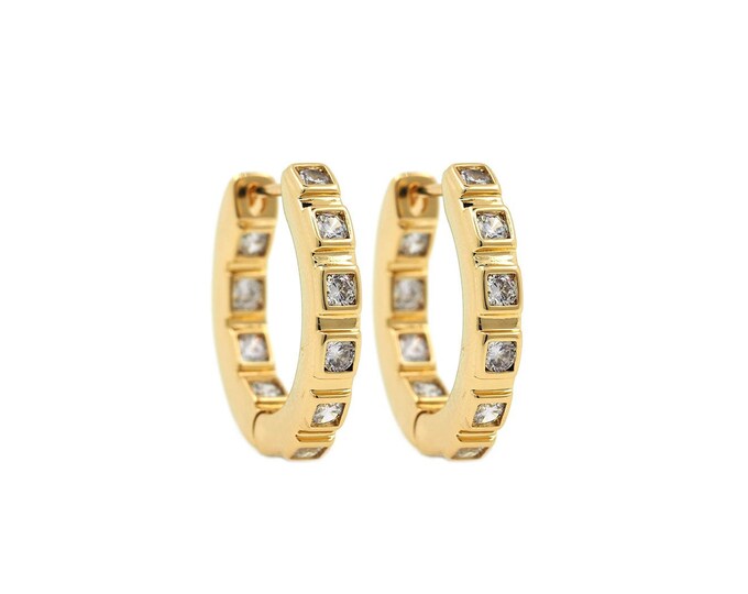 1 Pair,Micropave CZ Gold Earrings,18K Gold Filled Round Earrings,Round Pendants,Hollow Earrings,Earring Charm,22.5x24.5x3.8mm