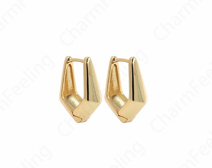 1 Pair Heart Earrings,Brass Gold Earrings,Boho Earrings,18K Gold Filled Heart Earrings,Love Earrings, 20x15.5x8mm