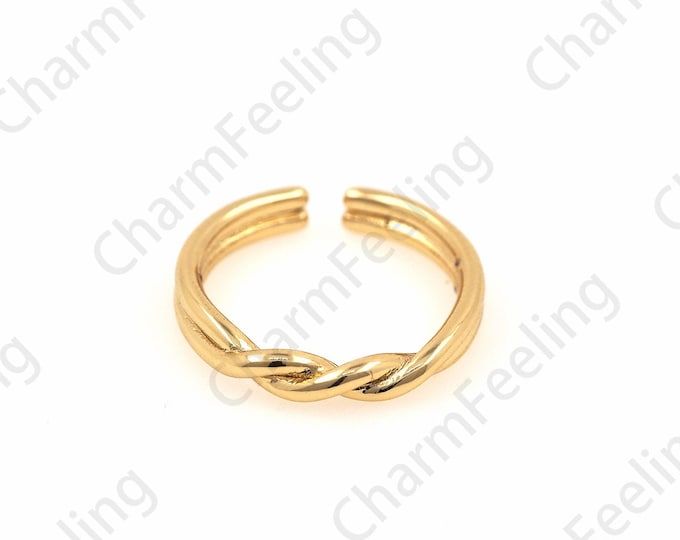18K Gold Filled Modern Ring, Multi-Line Ring, Simple Ring, Staggered Ring, Adjustable Ring, Gold Open Ring
