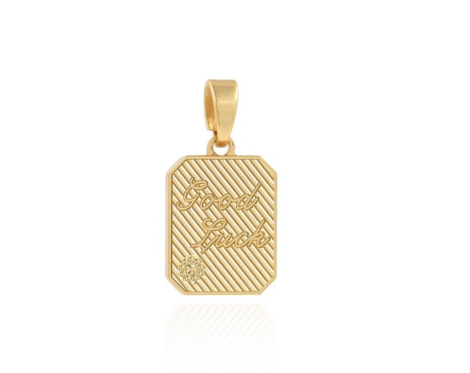 Dainty Rectangle Necklace, 18K Gold Filled Square Pendant,Word Necklace, Word Charm, LOVE Necklace, DIY Jewelry Supplies, 19x9.5x1.8mm