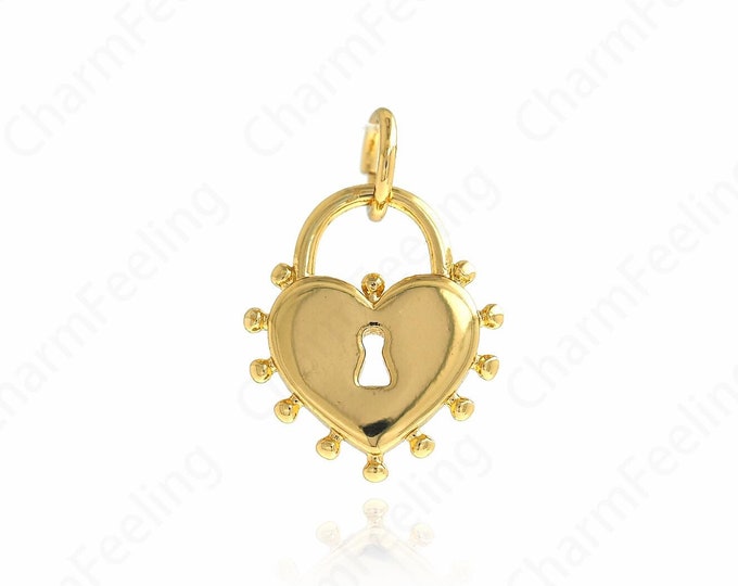 Heart Shaped Pendant, Lock Pendant, Heart Shaped Lock Charm, 18K Gold Filled Lock Necklace, Lock Charm, Heart Shaped Charm,c