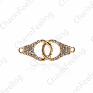 Handcuff Connector, Micro-Pave Handcuff Charm, DIY Jewelry Necklace Bracelet Handcuff Connector 9x24x2.4mm 1pcs