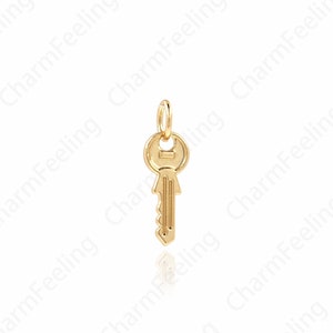 Peut inclure: Un pendentif en forme de clé en or. La clé a un design simple avec une tête ronde et un manche droit.