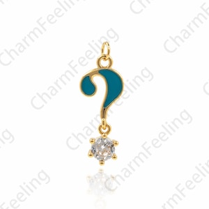 18K Gold Filled Symbol Pendant, Enamel Charm, Question Mark Necklace, Punctuation Jewelry, DIY Jewelry Making Accessories 25x9x3.5mm