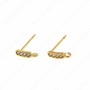 1 pair Gold Line Studs, Cube Stud Earrings,18K Gold Filled Bar Studs Earrings, Square Eearrings,Gold Plated Findings ,14x9.5x2.2mm