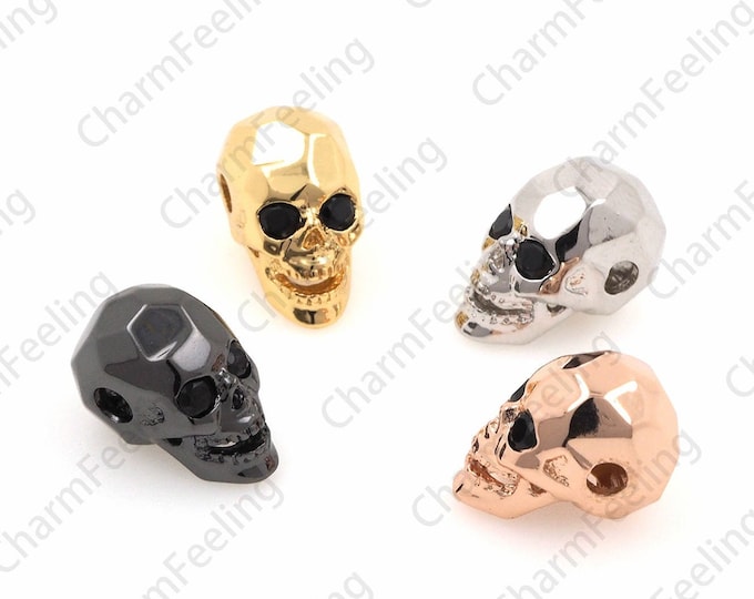 Faceted CZ skull beads, skull beads, DIY jewelry bracelet accessories, minimalist jewelry 13x8 mm 1pcs